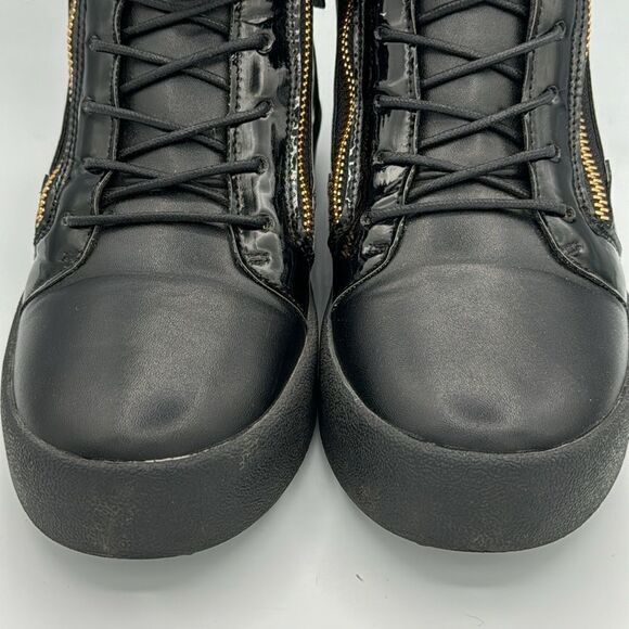 Giuseppe Zanotti Metal Signature Logo Black Leather High Top Sneaker Kriss 38/ 8 - Picture 3 of 14